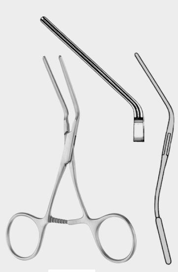 Атравматичний затискач ДЕБЕЙКІ (DEBAKEY), 12,0 см (cm), сильно вигнутий S-подібно